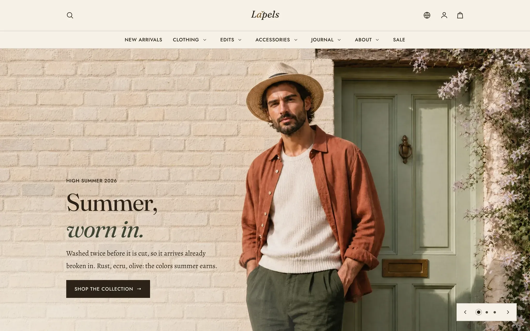 Lapels Shopify theme storefront